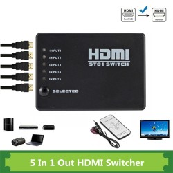 5 in / 1 out - HDMI switcher - splitter - HUB - with IR remote controller - 1080P - for HDTV DVD BOX