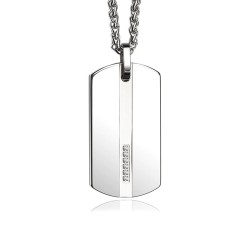 Tungsten pendant - with inlay stone - titanium steel chain necklaceNecklaces