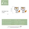 Earrings with orange crystal fox - 925 sterling silverEarrings