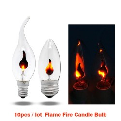 LED bulb - flickering candle flame light - E14 / E27 - 3W - 220V - 10 pieces