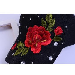 Fashionable baseball cap - with embroidered roses / crystals / studsHats & Caps