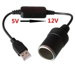 Car cigarette lighter socket - USB 5V To 12V - wired