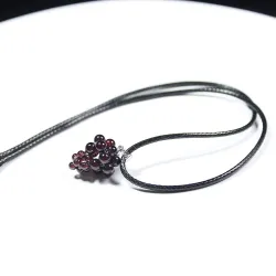 Rope necklace - with crystal wine red garnet pendantNecklaces