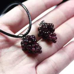 Rope necklace - with crystal wine red garnet pendantNecklaces