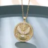 Vintage stainless steel necklace - Eagle / Cross / God guardian pendant - gold platedNecklaces