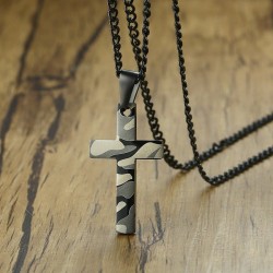 Pendant with a camouflage cross - stainless steel necklaceNecklaces