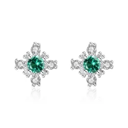 Snowflake earrings with crystal - 925 sterling silverEarrings