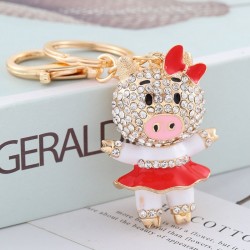 Piggy in mini skirt - crystal - keychainKeyrings