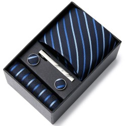 Fashionable tie / handkerchief / cufflinks / tie clip - with box - 5 pieces set