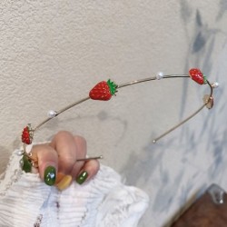 Metal hoop hair band - with fruits / pearls