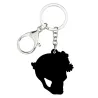 Acrylic skull with flowers - keychainKeyrings