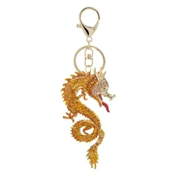 Keychain with a yellow crystal dragonKeyrings