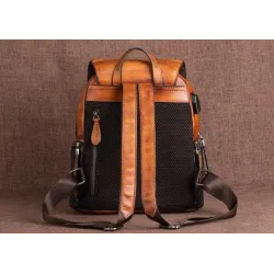 Women's retro backpack - floral embossing - genuine leather - large capacityBackpacks