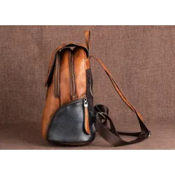 Women's retro backpack - floral embossing - genuine leather - large capacityBackpacks