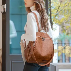 Multifunctional backpack - fashionable shoulder leather bagBackpacks