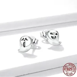 Small stud earrings - 925 sterling silver - little ghostEarrings