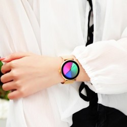 Creative Quartz watch - colorful dial - waterproof - stainless steel / leather strap - unisexWatches