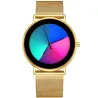 Creative Quartz watch - colorful dial - waterproof - stainless steel / leather strap - unisexWatches