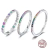 Elegant rainbow ring - colorful zircon - 925 sterling silverRings
