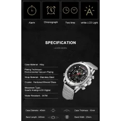 NAVIFORCE - luxurious sports watch - quartz - digital - analog dual display - waterproofWatches