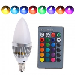 E12 E14 3W RGB LED 15 - candle light bulb with remote control - color changing