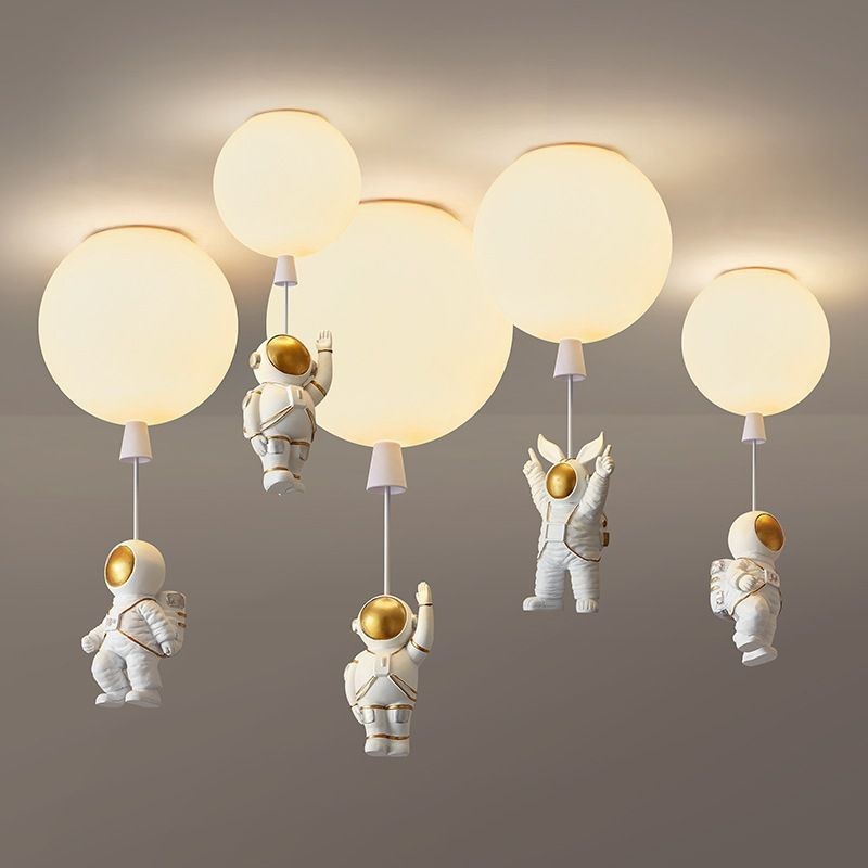 Nordic style - balloon shaped ceiling lamp - with astronaut - LED