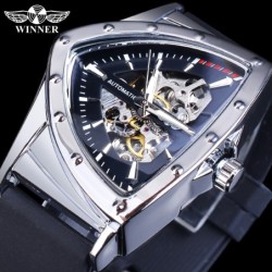 WINNER - fashionable sports watch - transparent cover - luminous pointers - triangle shape dial