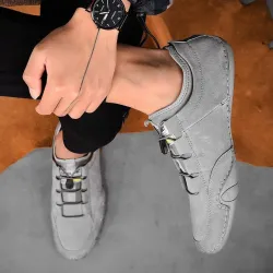 Stylish suede sneakers - slip on loafersShoes