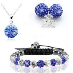 Fashionable set with crystal beads - bracelet - earrings - pendant for necklaceJewellery Sets