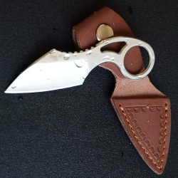 Tactical small knife - with ring - leather case - D2 steelKnives & Multitools