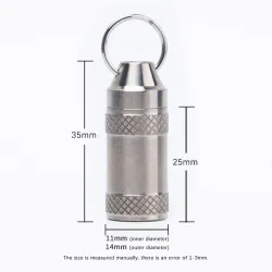 Medicine / pills storage box - waterproof container - with key ring - titanium alloyKeyrings