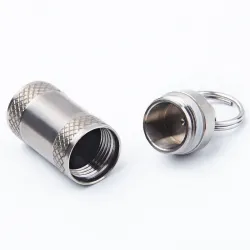 Medicine / pills storage box - waterproof container - with key ring - titanium alloyKeyrings