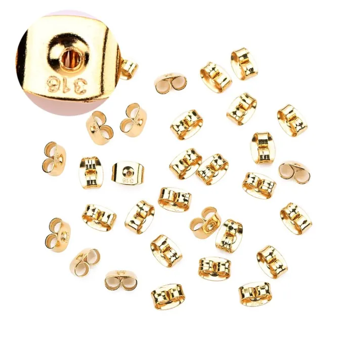 Earring back stopper - nut - 316L stainless steel - 100 piecesEarrings