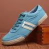 Classic men's shoes - flat canvas sneakers - round toe - lace upShoes