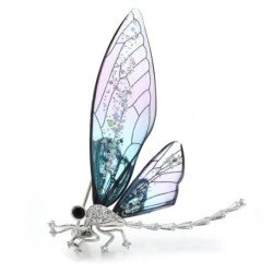 Fashionable metal brooch - large dragonfly with crystalsBrooches