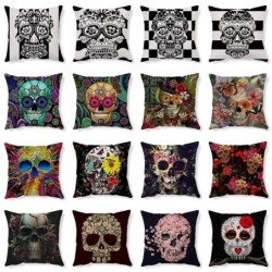 Decorative pillowcase - with zipper - plush - skull print - 45 cm * 45 cm