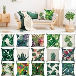 Decorative cushion cover - tropical plants - cactus - monstera - green palm leaf - 45 cm * 45 cm