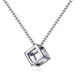Punk style necklace - hollow out cube shape pendant - unisexNecklaces