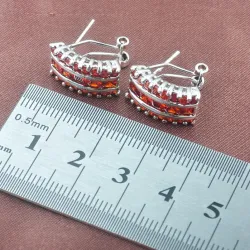 Elegant jewellery set - with red zirconia - necklace - earrings - ringJewellery Sets