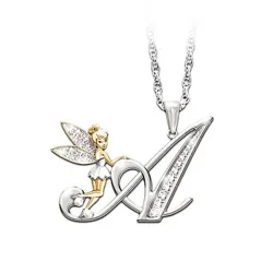 Stylish silver necklace - crystal alphabet letters - flower fairyNecklaces