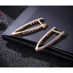 Fashionable V shaped earrings - with cubic zirconiaEarrings