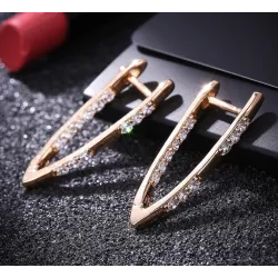 Fashionable V shaped earrings - with cubic zirconiaEarrings