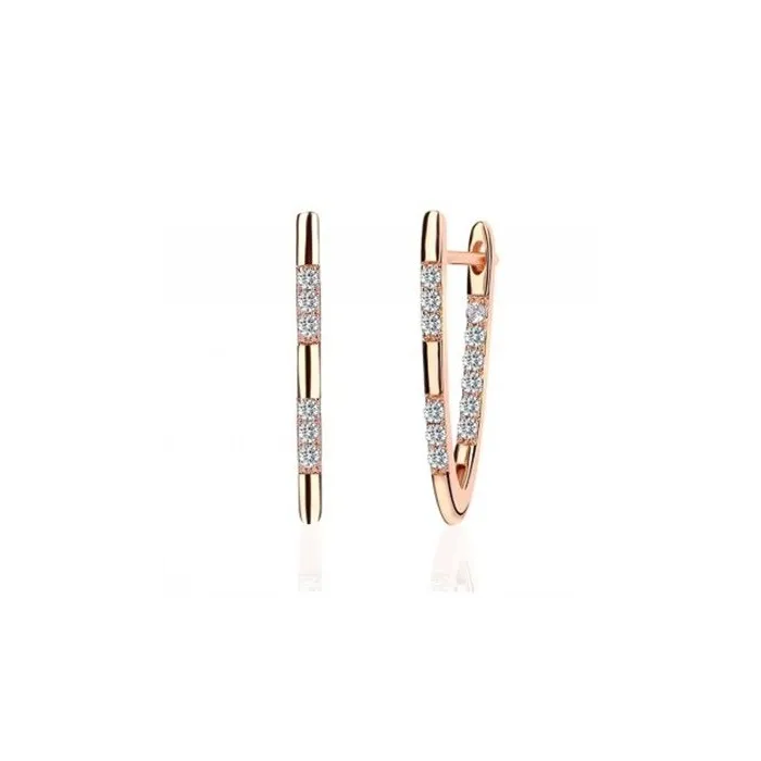 Fashionable V shaped earrings - with cubic zirconiaEarrings
