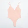 Sexy one-piece swimsuit - ribbed - deep neckline - with push upBeachwear