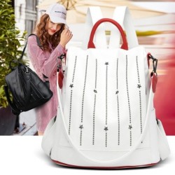 Fashionable backpack - anti-theft - leather - rivets stars - large capacityBackpacks