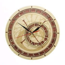 Decorative wall wooden clock - quartz - Prague / Czech Republic astronomyClocks