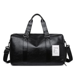 Fashionable travel / sport leather bag - with shoe compartment - large capacity