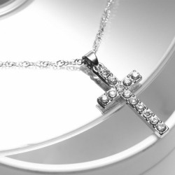 Silver necklace - with crystal crossNecklaces