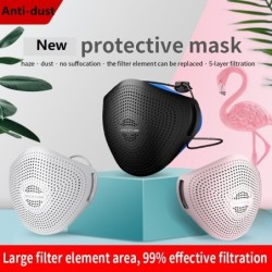Protective silicone face mask - reusable - anti-dust - anti-bacterial - air valve - KN95 filter