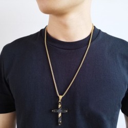 Double-layer cross pendant - stainless steel gold necklaceNecklaces